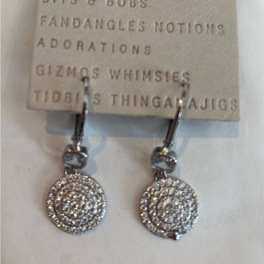 Anthropologie Crystal micro pave silver drop earrings 1.25”L